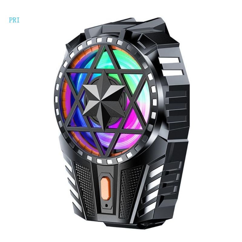 Pr X112 พัดลมระบายความร้อนเซมิคอนดักเตอร์พร้อมแสงและคลิปด้านหลังโทรศัพท์มือถือเสียงรบกวนต่ําระบายควา