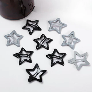 เครื่องประดับผมผู้หญิงเกาหลี-แฟชั่นY2kสีดําสีเทาStarคลิปผม-น้ํามันDrop Metal Barrettes-น่ารักHeadwear-สําหรับสาว