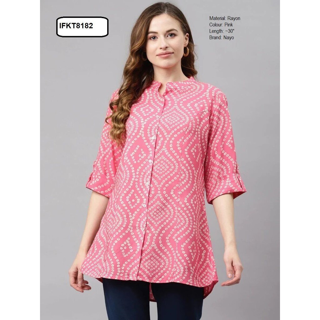 [Size XS (36") ถึง S (38")] เสื้อเบลาส์ Kurti แบบสั้นยี่ห้อ Divena
