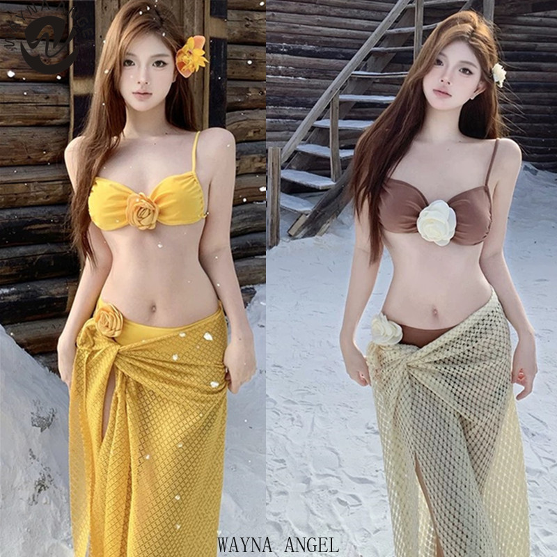 (เวย์นา มุม)บิกินี่ ดอกไม้ เซ็กซี่ วันหยุด ระดับไฮเอนด์ บริสุทธิ์ ป้องกันแสงแดด กระชับสัดส่วน ชุดว่ายน้ํา ผู้หญิง