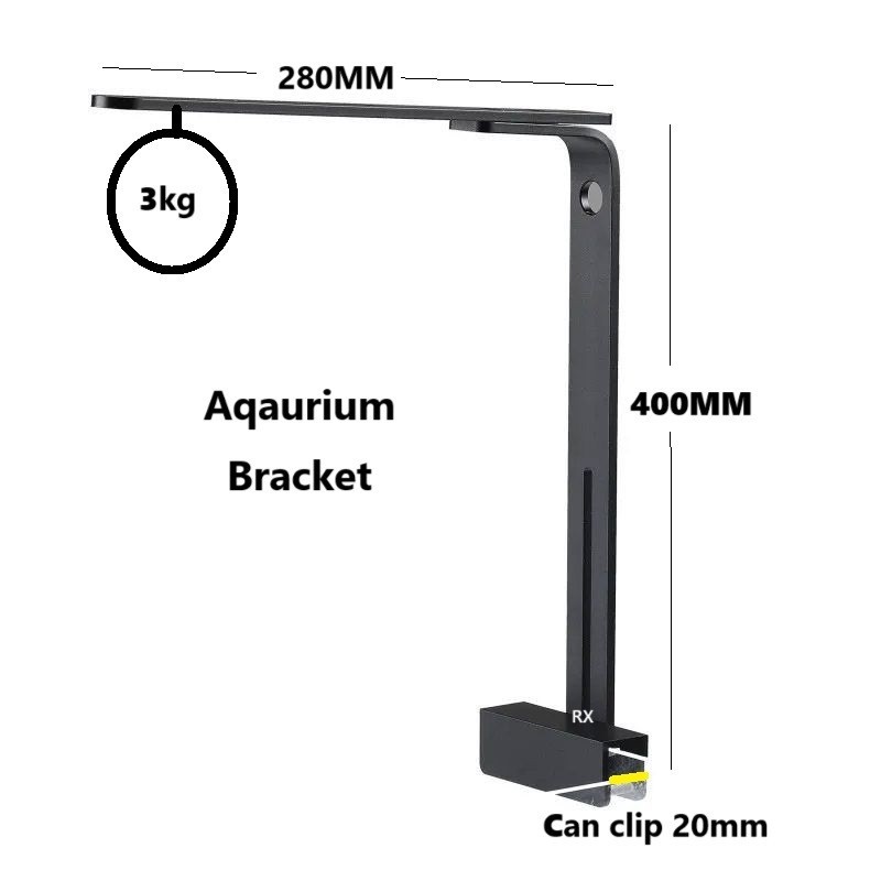 อลูมิเนียมอัลลอยด์ Aquarium Bracket Fish Tank Light น้ําพืช L-Shaped Single Arm Bracket High-End สีดํา Alumin