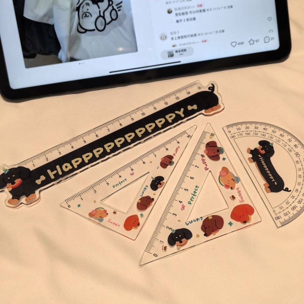 卡通尺子腊肠狗直尺可爱学生专用高颜值亚克力15波浪多功能文具Cartoon ruler dachshund dog ruler cute for studentsgnhfng20250826
