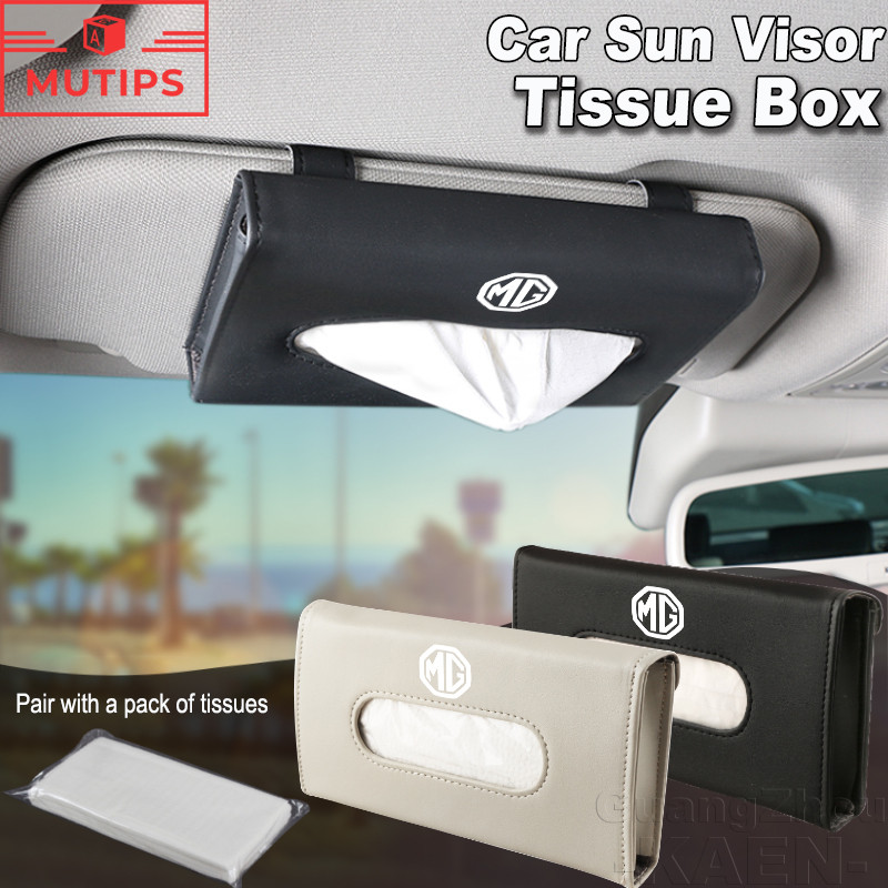 MG กล่องใส่กระดาษทิชชู่ หนังPU ม่านบังแดดรถยนต์ กล่องทิชชู่ Tissue Box สกายไลท์รถยนต์ ใช้กับ HS ZS EP MG5 MG3 MG4 EV 3 4 5 6 VS HEV Extender Maxus 9 Mulan