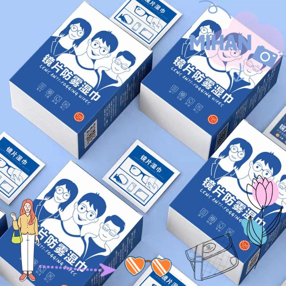 เดือน 100ชิ้น แผ่นทําความสะอาดแว่นตา, แห้งเร็วลบน้ํามันป้องกันหมอกแว่นตาเช็ด, ไร้ร่องรอย กําจัดฝุ่นทิ้งโทรศัพท์มือถือหน้าจอผ้าเช็ด
