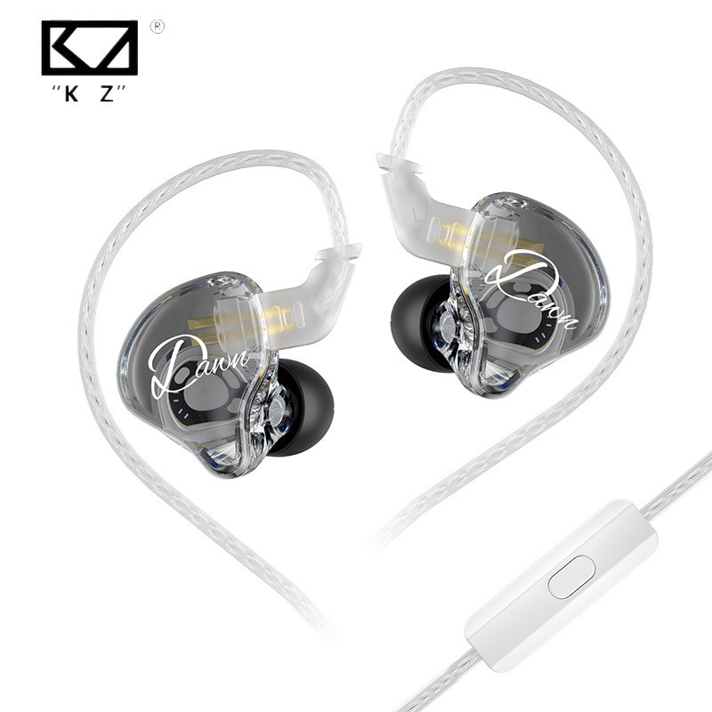 KZ Dawn โอเค รุ่งอรุณชุดหูฟังแบบมีสายในหูเต็มโปร่งใสเพลงชุดหูฟังกีฬาชุดหูฟังที่กําหนดเองพร้อมไมโครโฟนการออกแบบใหม่