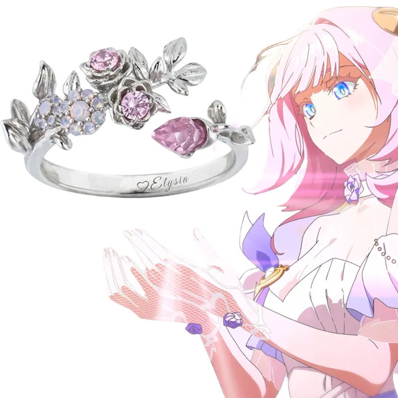 เกมผลกระทบ Honkai 3 Elysia คอสเพลย์แหวนโลหะผสมเปิดปรับผู้หญิงเครื่องประดับอุปกรณ์เสริม Prop