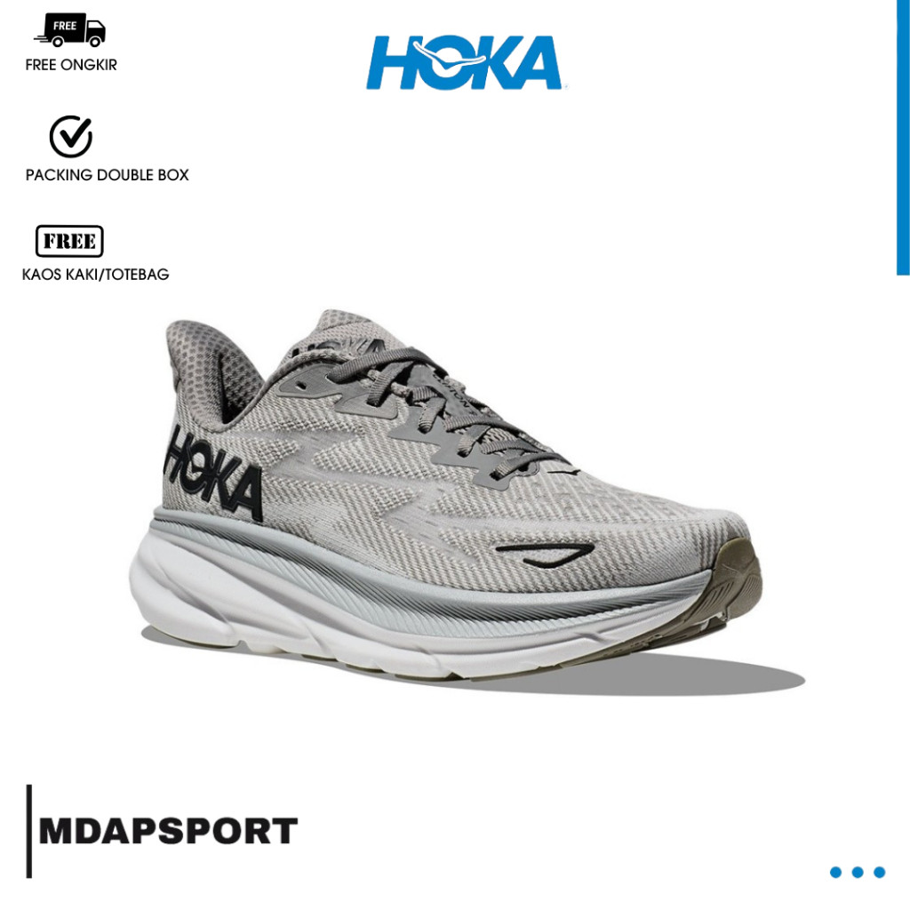 Clifton 9 Grey White Ice Hockey Shoes รองเท้าวิ่งระบายอากาศ