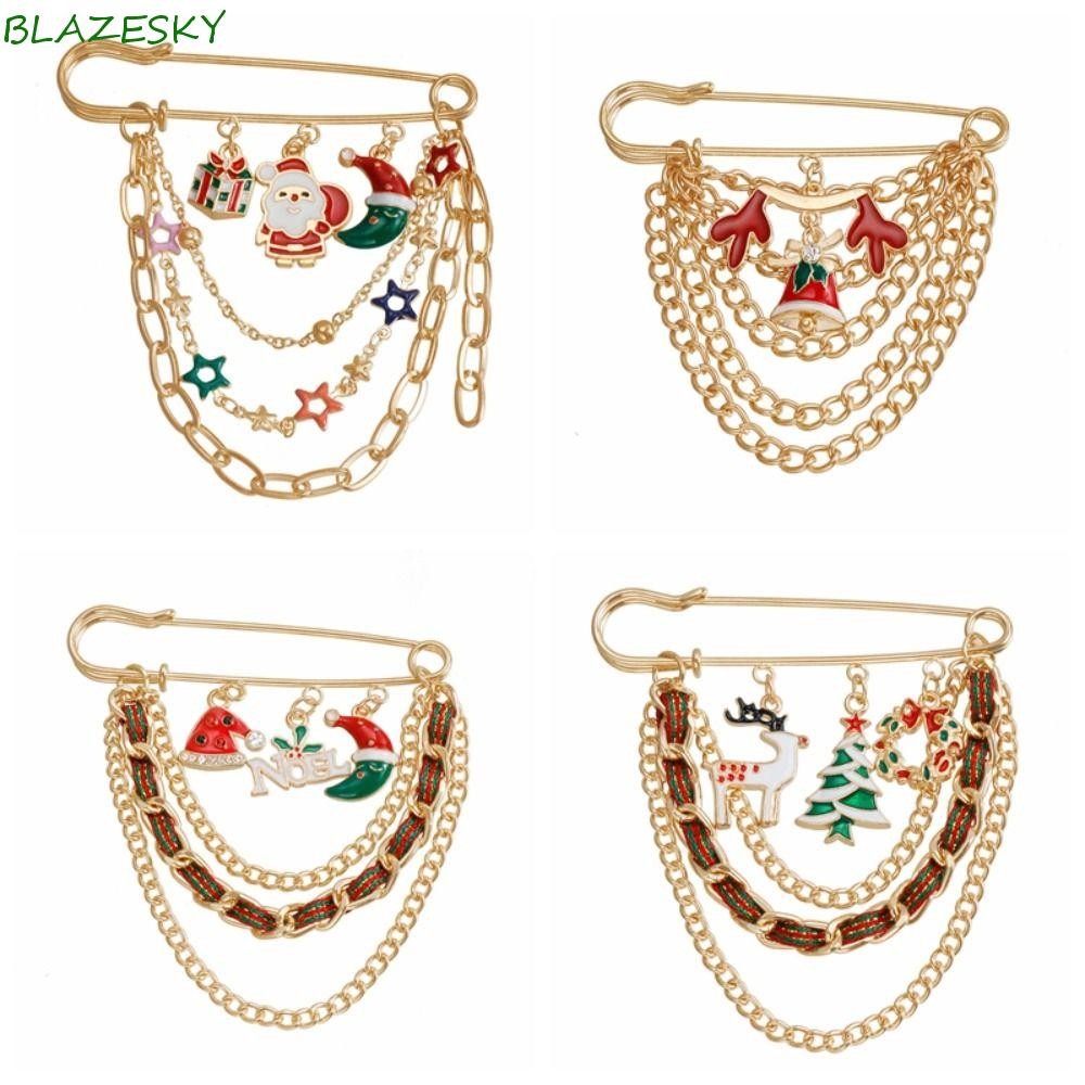 Blazesky เข็มกลัดคริสต์มาส, เข็มกลัดคาดเอวลายการ์ตูน Snowman, เกล็ดหิมะที่ละเอียดอ่อนถุงเท้าซานตาคลอสชุดผ้าคลุมไหล่คลิปสาว