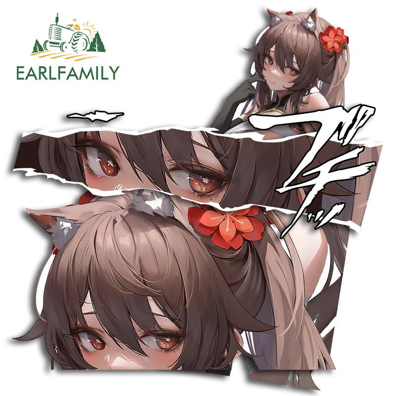 Earlfamily 13 ซม.Genshin Impact Hutao สติกเกอร์รถตู้เย็นรถจักรยานยนต์กันชนDecalแฟชั่นกันน้ําScratch-ProofรถประตูProtector