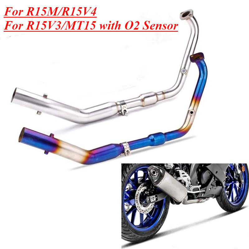Header ท่อ Link สําหรับ Yamaha R15M R15V4 MT-15 พร้อม O2 Sensor เชื่อมต่อ 2 "/51 มม.ID Mufflers