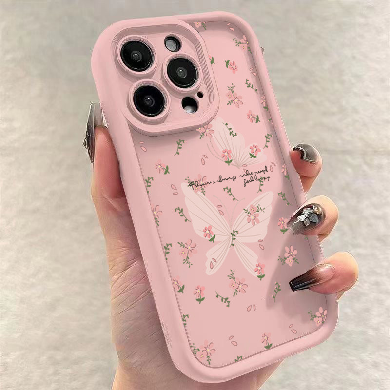 ปลอกสําหรับiphone16 15 14 13 12 11 Pro MaxสําหรับiPhone XS Max X XR 8 7 Plus SE2020 2022 Romanceผีเสื้อRetroแท็กDreamyดอกไม้ซิลิโคนอ่อนนุ่มเคลือบกันกระแทก