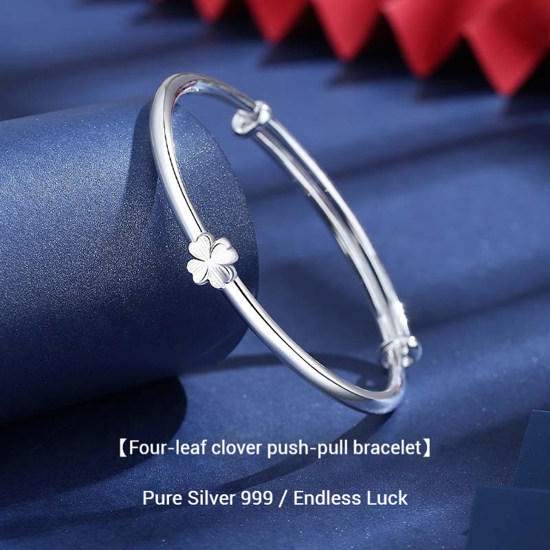 JF Four-Leaf Clover สร้อยข้อมือ 999 เงินสเตอร์ลิงผู้หญิงไม่ง่ายที่จะจางหายหรูหรา High-End หญิงเครื่อ