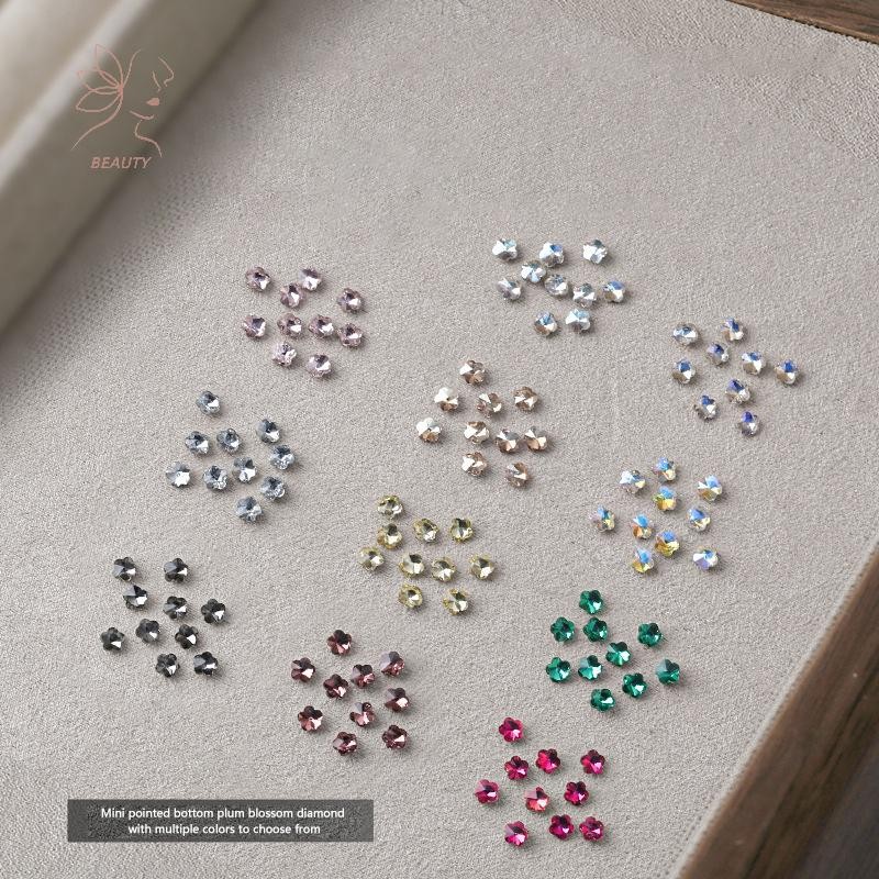 [maybeauty] 30 ชิ้นมินิดอกพลัมชี้ด้านล่างเล็บ Rhinestone แฟลชคริสตัล 3D เล็บ Diy อุปกรณ์ตกแต่ง {TH}