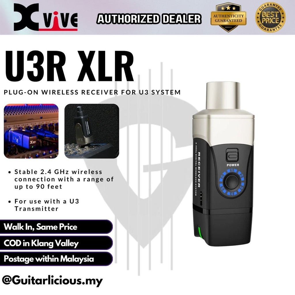 Xvive U3R XLR ตัวรับสัญญาณไร้สายแบบเสียบปลั๊กสําหรับระบบ U3 ( U3-R / U3 )