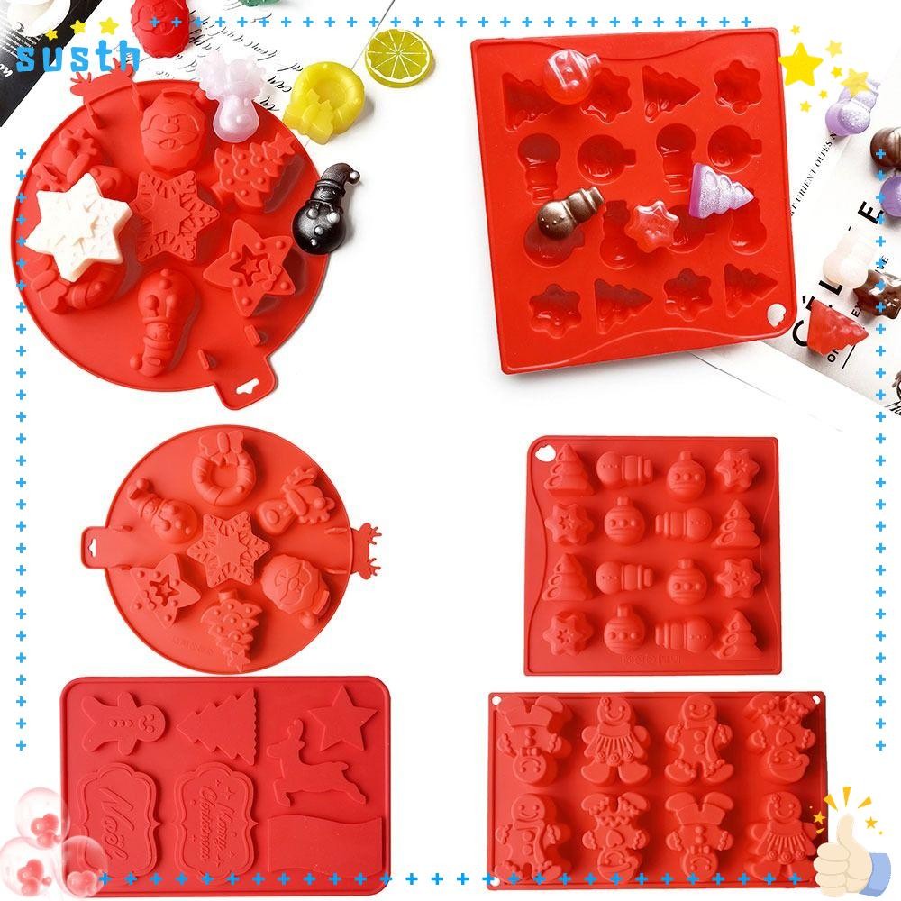 Susth แม่พิมพ์ซิลิโคนถุงเท้าถุงมือกล่องของขวัญ Handmade Baking Pan หมวก Candy House ตกแต่งวันหยุดธีมคริสต์มาส