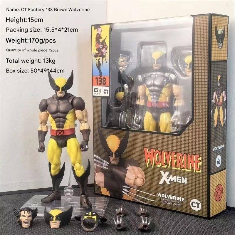 ใหม่ CT ของเล่น Wolverine รูปการ์ตูนสีน้ําตาล maex138 x-men action ตัวเลข Shf ข้อต่อที่ถอดออกได้ Ko รูปปั้นของเล่นคอลเลกชันของขวัญ