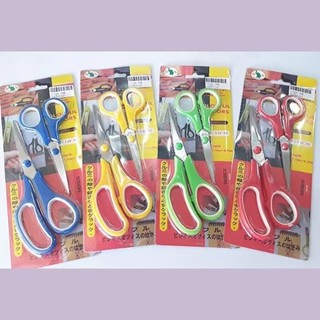 JIE HOME*แพ็คคู่* กรรไกร ขนาดใหญ่และกลาง แผงละ 2 อัน (คละสี)…