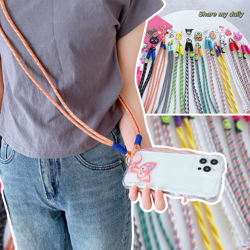 Trouvaille Crossboy Braid โทรศัพท์ Charm โทรศัพท์มือถือสายคล้องคอ Four-In-One Lanyard สายไฟอะแดปเตอร์ Tab โทรศัพท์มือถือยาว Solid Cordon