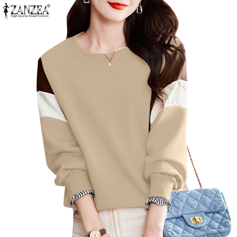 Zanzea เสื้อกันหนาวคอกลมแขนยาวลําลองเกาหลีสําหรับผู้หญิง