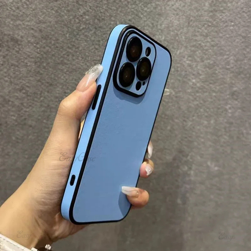 ซองหนังโมโนโครมสําหรับ ไอโฟน กระจกกล้องฟิล์มป้องกันปกกรณีธุรกิจสําหรับ ไอโฟน 16 15 14 12 13 11 มือโปร สูงสุด - รูปที่ 5