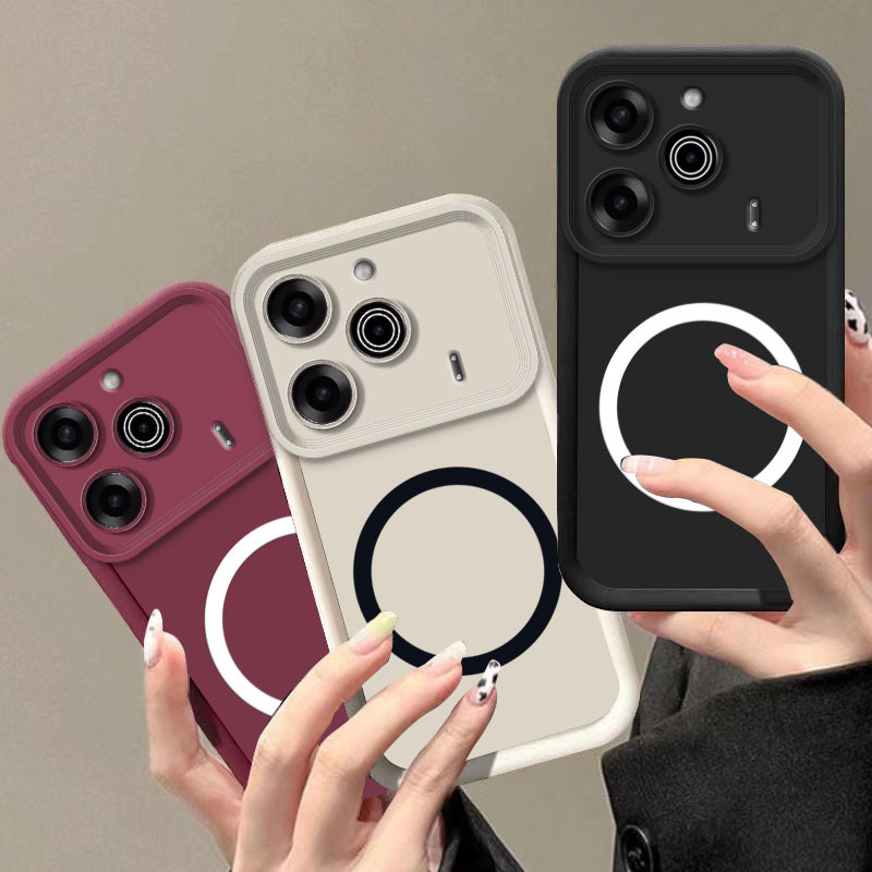 สําหรับ Tecno Pova 6 Pro /Pova 6 Neo กรณีไร้สายชาร์จแหวนแม่เหล็กสติกเกอร์ซิลิโคนอ่อนนุ่ม Anti Drop เคสโทรศัพท์สําหรับ Tecno Pova 5 Pro Funda