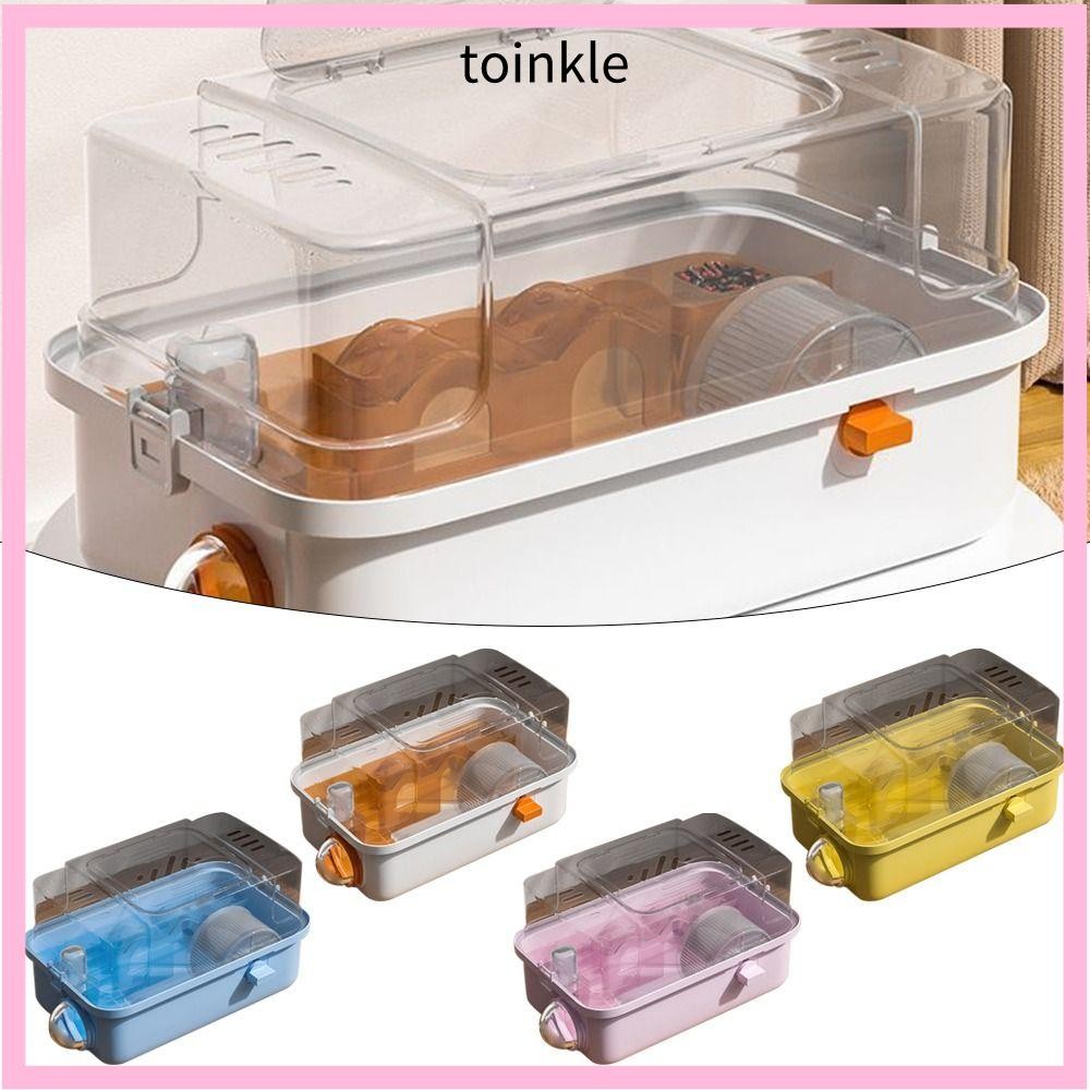 Toinkle กรงหนูแฮมสเตอร์ กรงหิ้วสัตว์เล็กพื้นที่ขนาดใหญ่สองชั้น การระบายอากาศที่แข็งแรงทนทาน บ้านสัตว์เลี้ยงระบายอากาศ