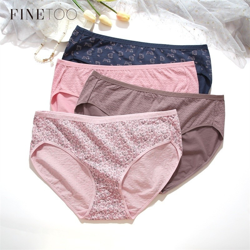 Finetoo XL-5XL กางเกงผ้าฝ้ายขนาดบวกสําหรับผู้หญิงกางเกงสบาย Intimates ชุดชั้นในชุดชั้นในหญิงสําหรับสาวหนักกางเกง