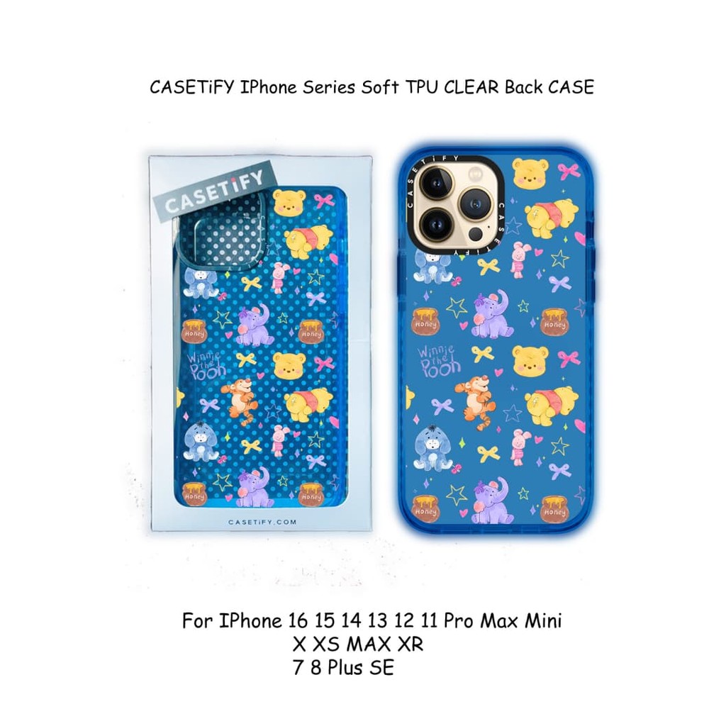 Winnies friend CASETiFY IPhone Series Sky Blue Soft TPU CLEAR Back CASE สําหรับ IPhone 16 15 14 13 12 11 Pro MAX 7 8 Plus X XS MAX XR MINI ของขวัญกล่องบรรจุภัณฑ์