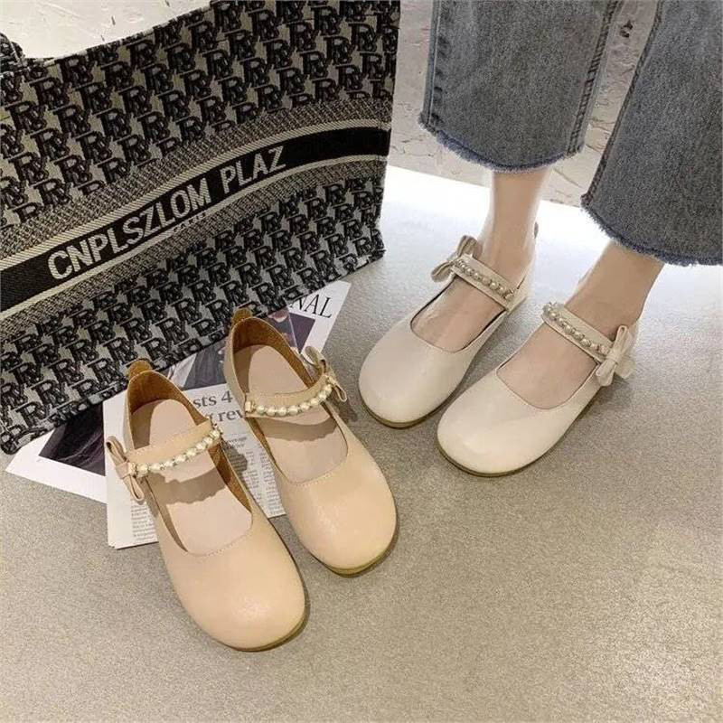 Lovito ไข่มุกธรรมดาโบว์นุ่ม แต่เพียงผู้เดียว แมรี่เจนสำหรับผู้หญิง LFA46341