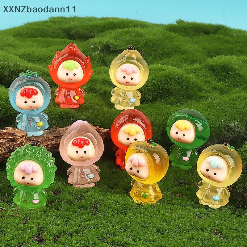 Xnz การ์ตูนผลไม้ส่องสว่างตุ๊กตา Micro ภูมิทัศน์เครื่องประดับ Miniature Figurines DIY ตกแต่งบ้านอุปกรณ์ตกแต่งภายในรถยนต์ของขวัญ MHF