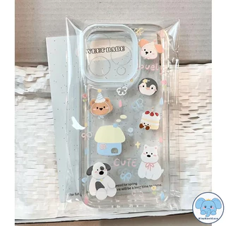 น่ารักลูกแมวลูกสุนัขเคส OPPO A15 A58 A5s A38 A12 A5 A17 A7 A78 A36 A57 A16 A51 A9 A76 A1K A53 A3S A54 A31 ช้างหมีเคส