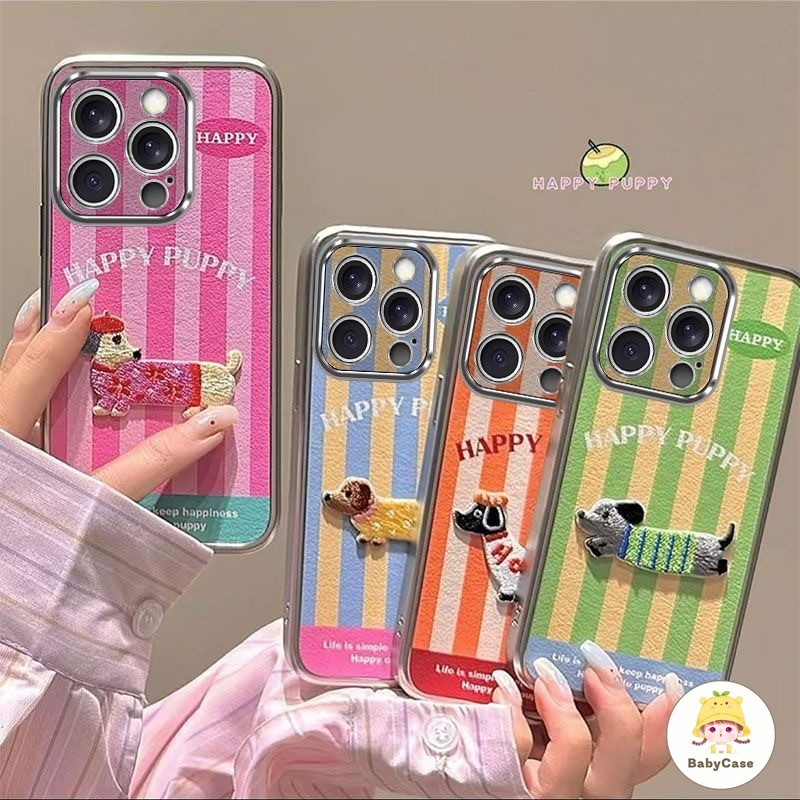 การ์ตูนน่ารักมีความสุขลูกสุนัขที่มีความโปร่งใส เคสไอโฟน 16 11 15 13 14 12 Pro Max 7 16 8 14 15 Plus XR X XS MAX SE 2020