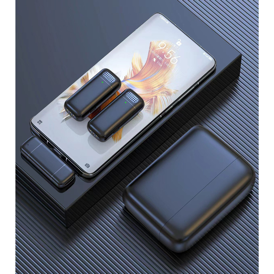 ไมโครโฟนไร้สายแบบหนีบเสื้อพร้อมเคสชาร์จมินิลดเสียงรบกวนอัจฉริยะสําหรับโทรศัพท์ไมโครโฟนปกบันทึกวิดีโอสั้นไมโครโฟนสด - รูปที่ 7