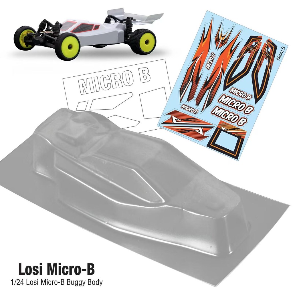1/24 Losi Micro-B เปลือกรถออฟโรด PC โปร่งใส พร้อมสติ๊กเกอร์ ความหนา 0.6 มม.