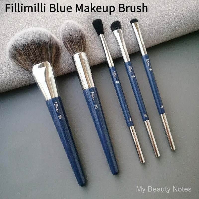 Fillimilli Blue Makeup Brush Handle Loose Powder Brush Oblique Nose Shadow Smudging Brush Liquid Foundation Concealer Makeup Powder Makeup Brush FAMG