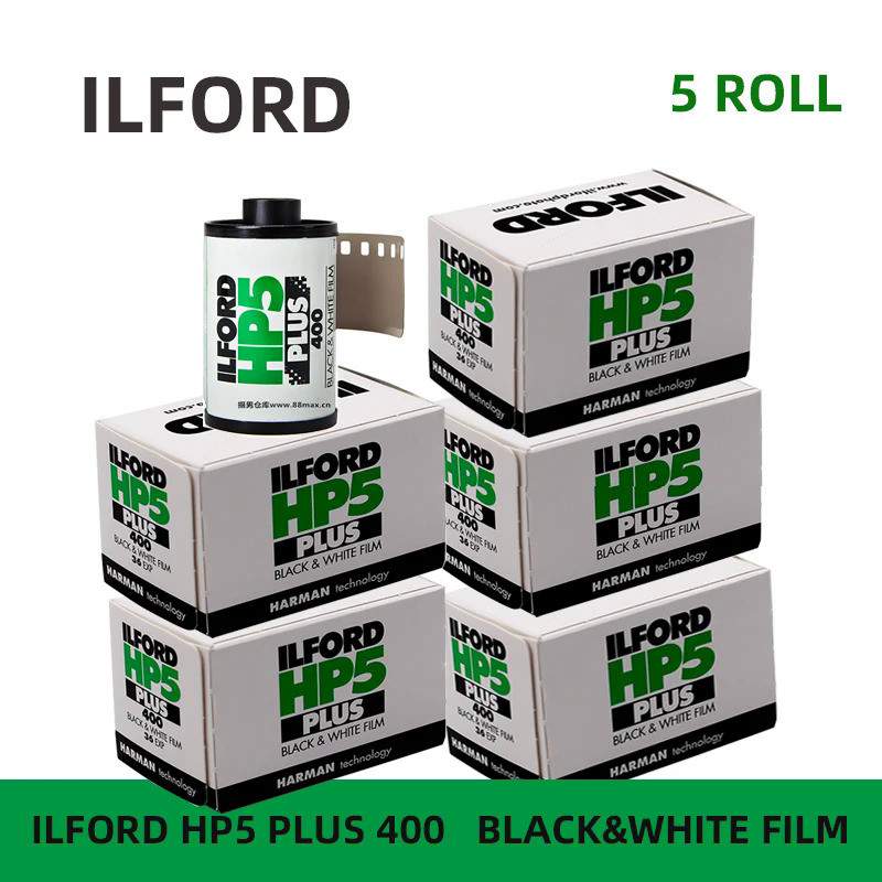 ฟิล์มถ่ายภาพ1-5ม้วน HP5 Ilford PLUS 400 Ilford 135ขาวดำฟิล์มถ่ายภาพขาวดำสื่อการพิมพ์ต้นฉบับ