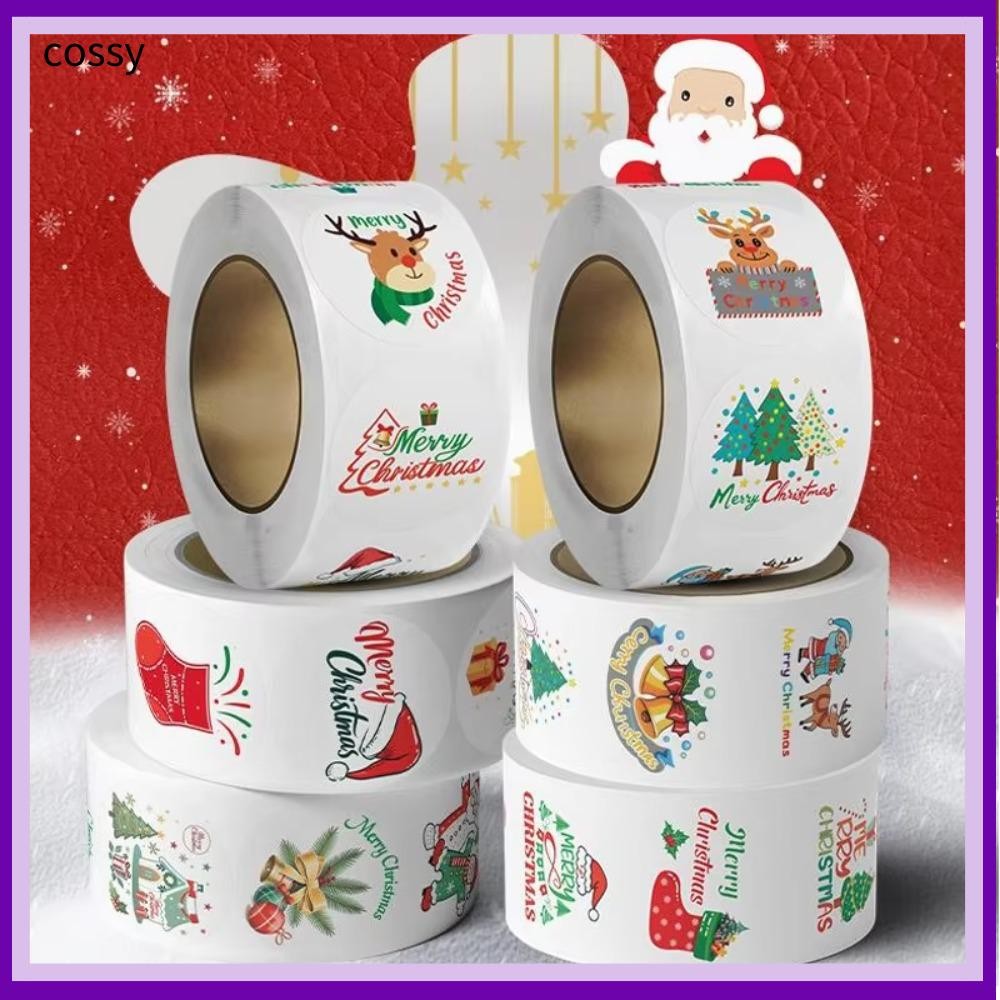 Cossy 500 ชิ้นสติกเกอร์คริสต์มาส, Snowman Xmas Tree ปิดผนึกสติกเกอร์,ปีตกแต่ง DIY ป้ายกระดาษเด็กของขวัญ Party