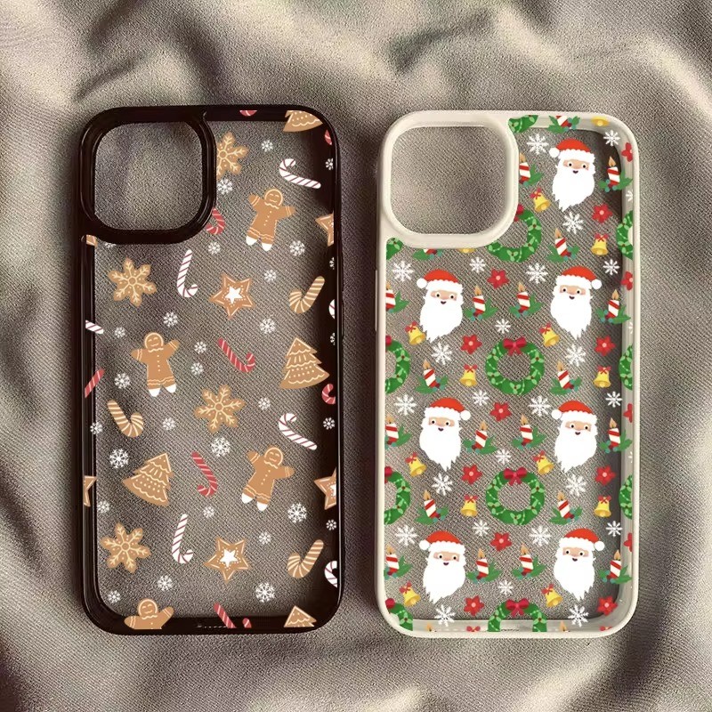 การ์ตูนคริสต์มาส Santa ของขวัญสําหรับ Samsung S25 S24 S23 Ultra Plus S20 S21 S23 S24 FE กรอบกันกระแทกคริสตัลใสป้องกันปกหลัง