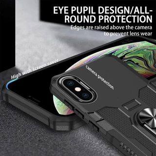 สําหรับ iphone X / Xs Max / XR กรณี Hard PC กลับ Soft TPU Edge กล้องป้องกันแหวนผู้ถือ Kickstand กันกระแทก Slim ฝาครอบบาง