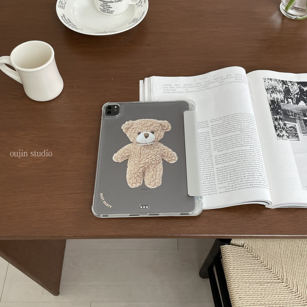 สไตล์เกาหลี ins สไตล์การ์ตูนน่ารักหมีมุกเหมาะสําหรับ 2024iPad เคสป้องกัน mini7/Pad10.2 เคสป้องกัน air5 เคสแท็บเล็ตกันกระแทกเคสนิ่มพร้อมที่วางปากกา 37 ซม.
