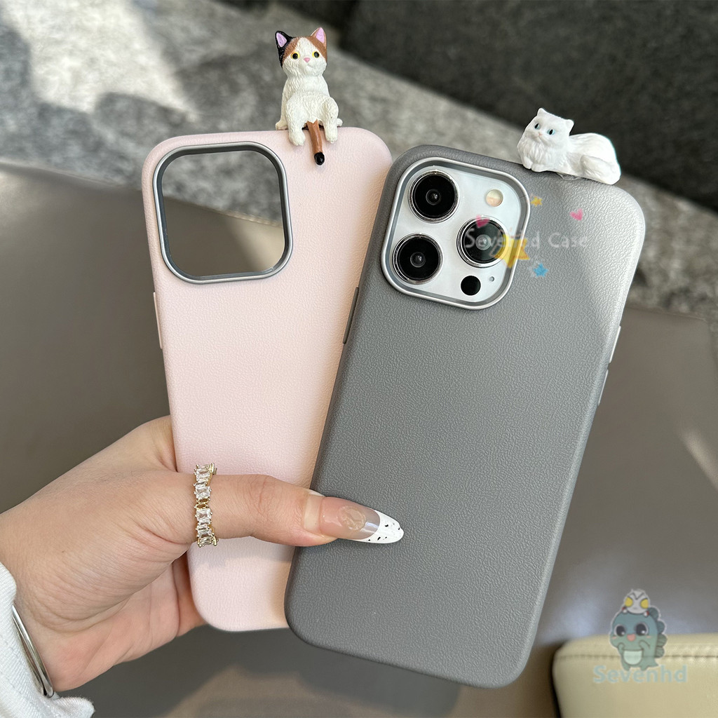 3dตุ๊กตาแมวสําหรับiphone 16 11 15 14 13 12 Pro Max XR X XS Max 8 7 6 6s Plus Insแฟชั่นเกาหลีเคสโทรศัพท์กันกระแทกวีแกนซองหนังป้องกันปกหลัง