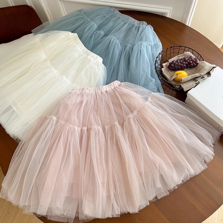 MAX BABY พร้อมส่ง กระโปรงเด็กผู้หญิง กระโปรงยาวฟรุ้งฟริ้ง มีซับกระโปรง(1405)