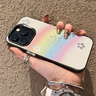 เคสแข็งพรีเมี่ยม รอยยิ้มสีรุ้งน่ารัก for IPhone13 12 7Plus 14 15 11 16 Pro Max 8Plus XR XSMax SE เคสไอโฟน11 เคสไอโฟน13