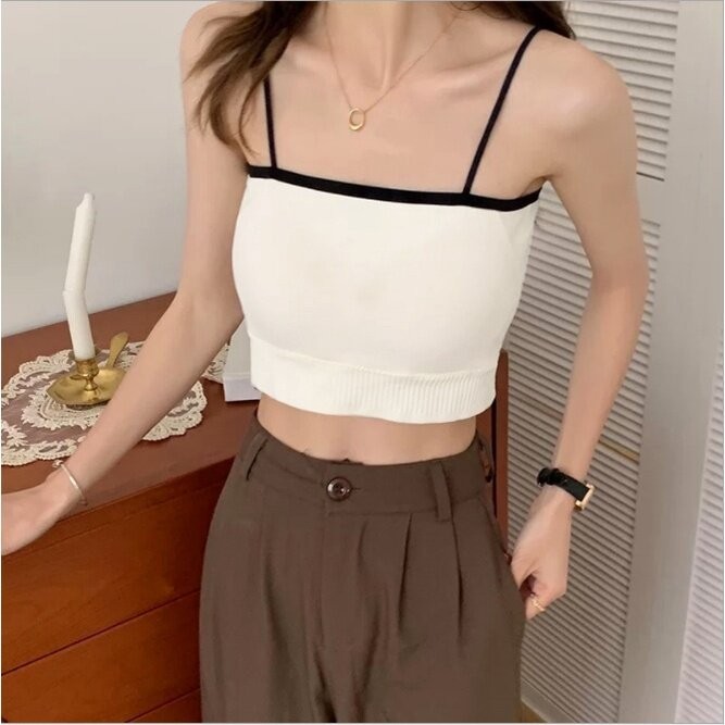 เสื้อครอปสายเดี่ยว มีฟองน้ำในตัว มีให้เลือกทั้งหมด 4 สี *พร้อมส่ง* ราคา ถูกที่สุด ดีลบีเคเค แกลเลอรีภาพที่ 6