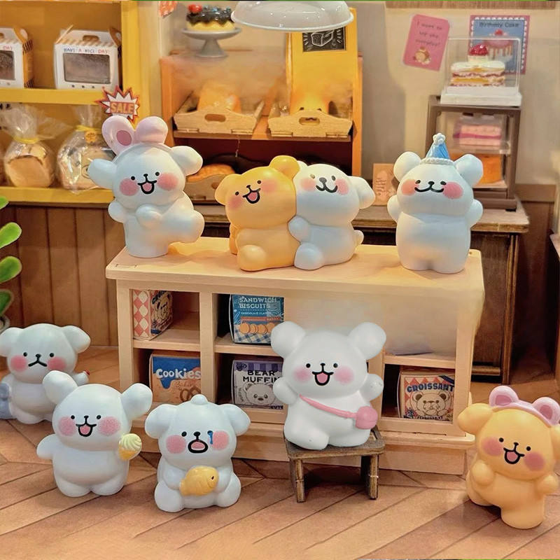 น่ารักเล็กๆน้อยๆสีขาวสุนัขเส้นลูกสุนัขมอสไมโครภูมิทัศน์อุปกรณ์ตกแต่งสร้างสรรค์มินิรถสก์ท็อปนิค-ความสามารถ
