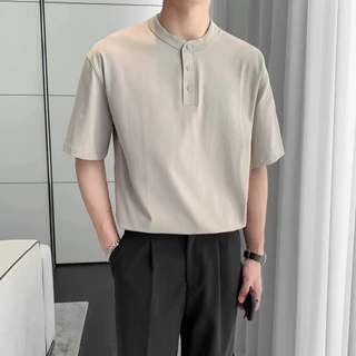 BECoolMan-เสื้อยืดผู้ชายแบบบางสำหรับฤดูร้อน เสื้อโปโลทรงหลวม ระบายอากาศได้ดี ยอดนิยม ผ้าฝ้ายแท้ ลมอ่อน กีฬา