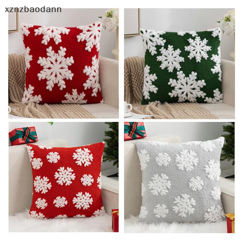 [XZNZVV] 1 ชิ้นหมอนคริสต์มาสเกล็ดหิมะกํามะหยี่ Jacquard ต้นคริสต์มาส Elk หมอน Pad Cross-border ตกแต่งวันหยุดเบาะ IKFG