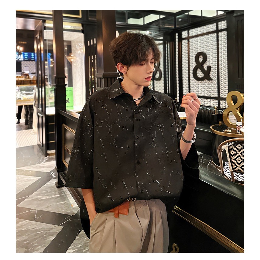 Bad Boys Wear Textured Short-Sleeved Shirt Design High-End Niche Shirt Summer Top