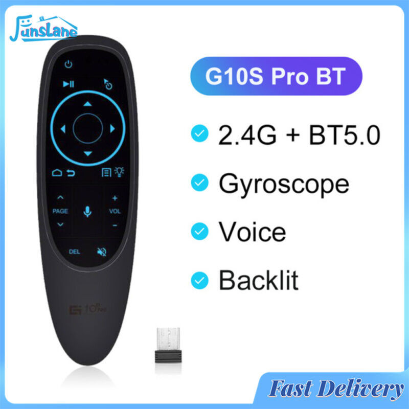 FunsLane สมาร์ทเสียงรีโมทคอนโทรลไร้สาย Air Fly Mouse with usb G10 G10s Pro Gyroscope Ir การเรียนรู้สําหรับ Android Tv กล่อง
