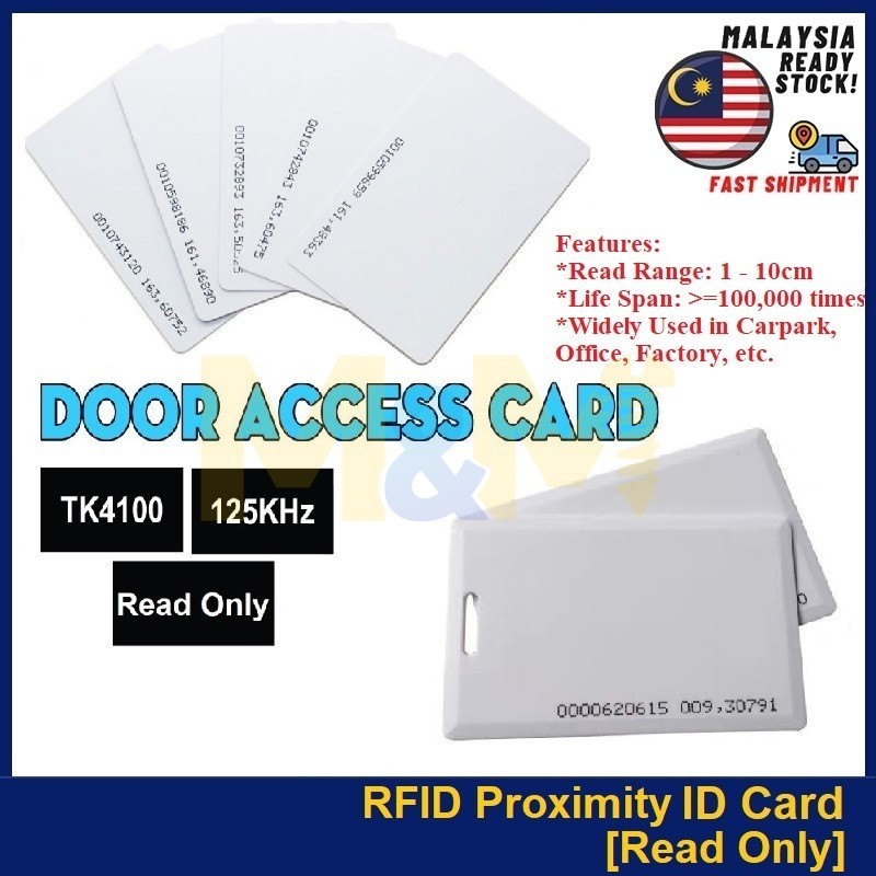 [อ่านเท่านั้น] Id Card 125Khz RFID Proximity Card TK4100, EM4200, EM4100 การ์ดเข้าออกประตู/ Kad Pint